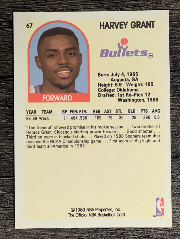 1989-90 Hoops #67 Harvey Grant RC