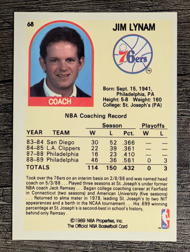 1989-90 Hoops #68 Jim Lynam CO
