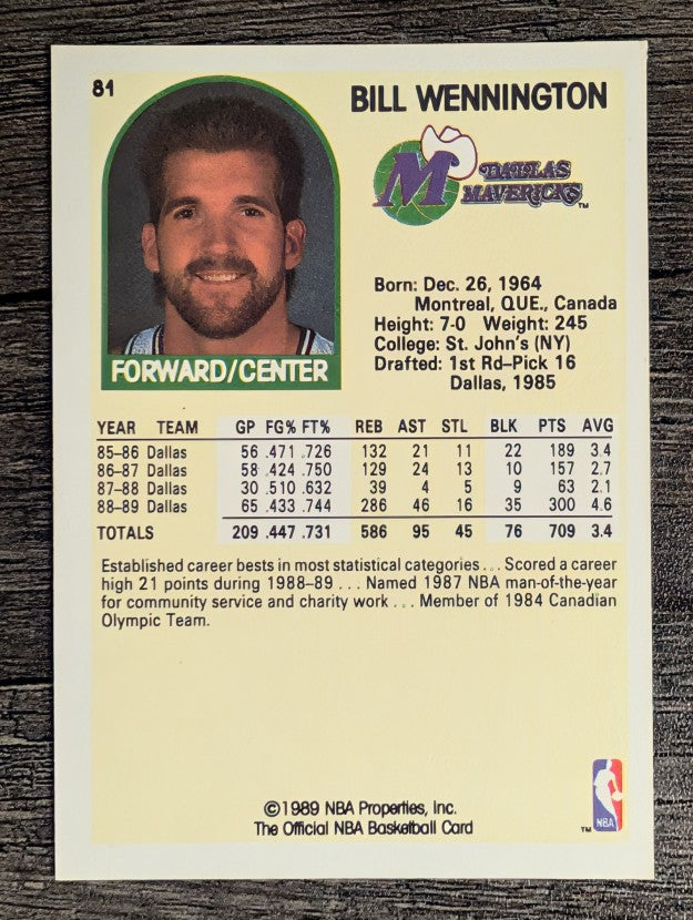 1989-90 Hoops #81 Bill Wennington RC