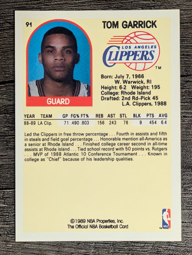 1989-90 Hoops #91 Tom Garrick RC