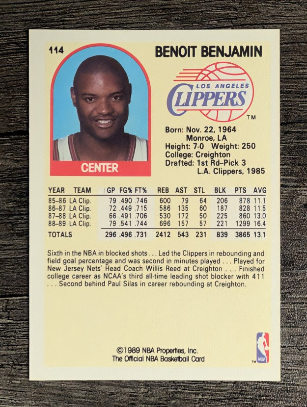 1989-90 Hoops #114 Benoit Benjamin