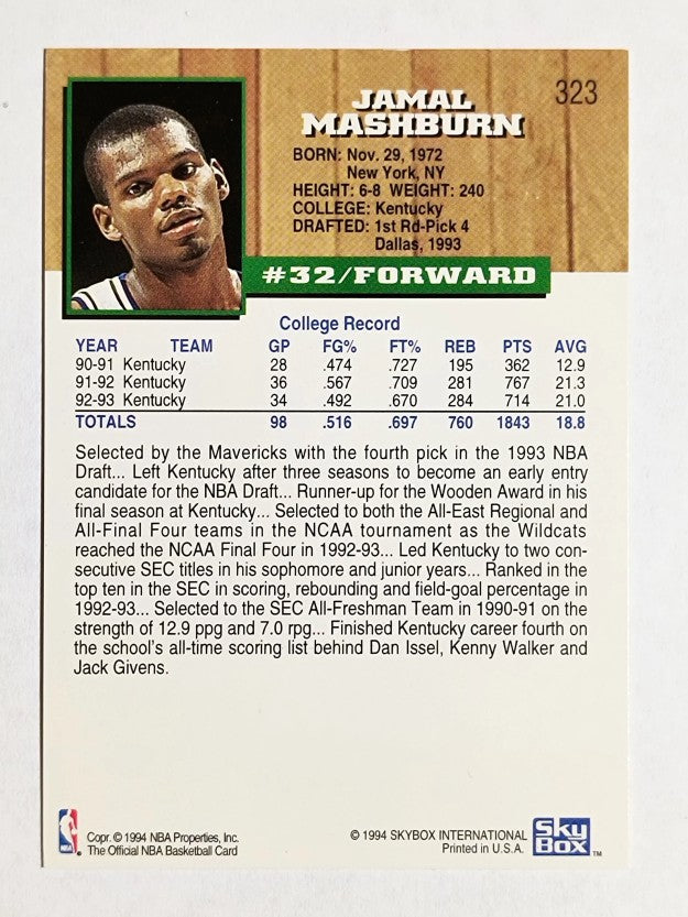 1993-94 Hoops Fifth Anniversary Gold #323 Jamal Mashburn
