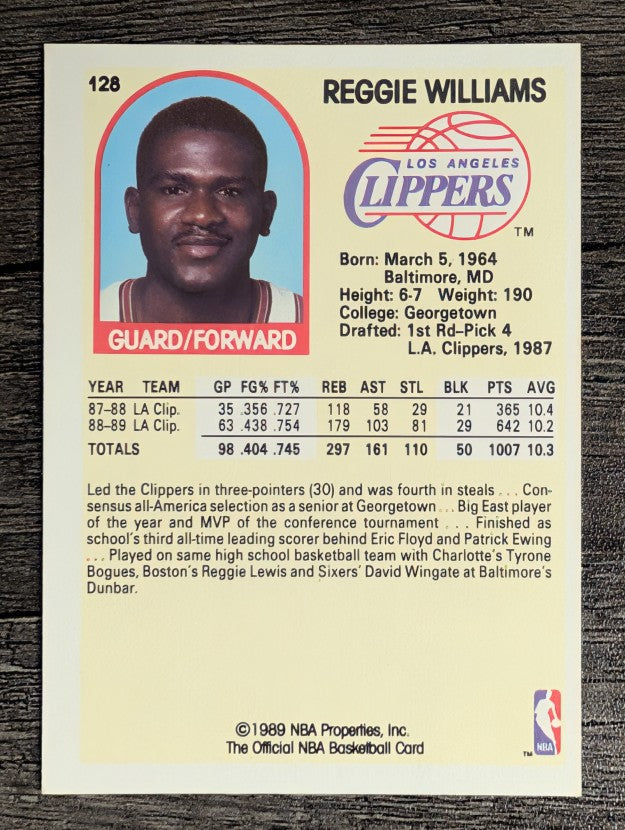 1989-90 Hoops #128 Reggie Williams RC