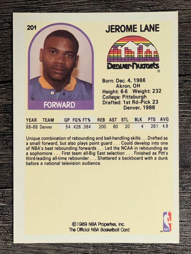 1989-90 Hoops #201 Jerome Lane RC