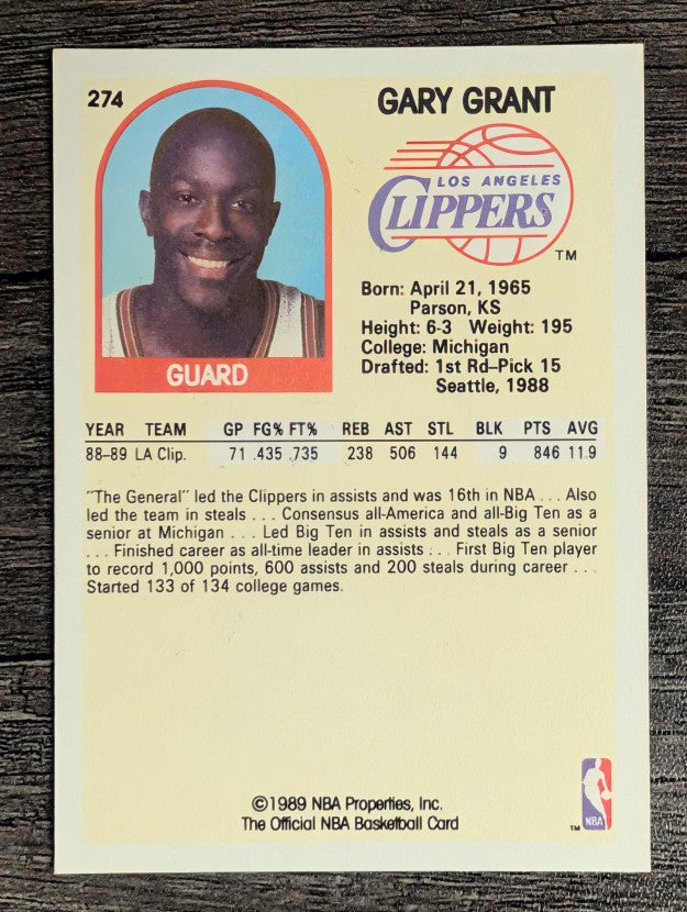 1989-90 Hoops #274 Gary Grant RC