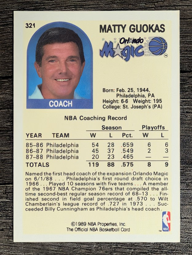 1989-90 Hoops #321 Matt Guokas CO