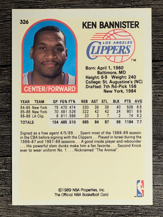 1989-90 Hoops #326 Ken Bannister