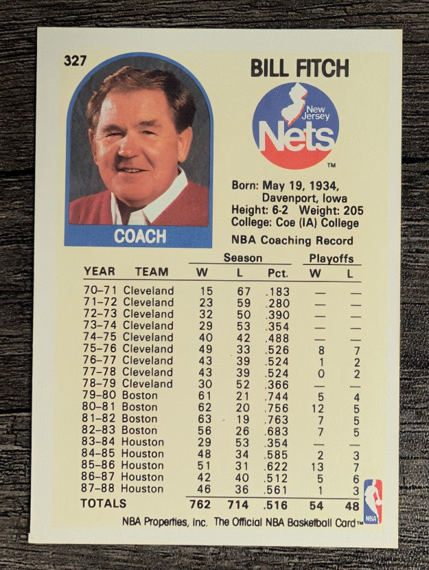 1989-90 Hoops #327 Bill Fitch CO