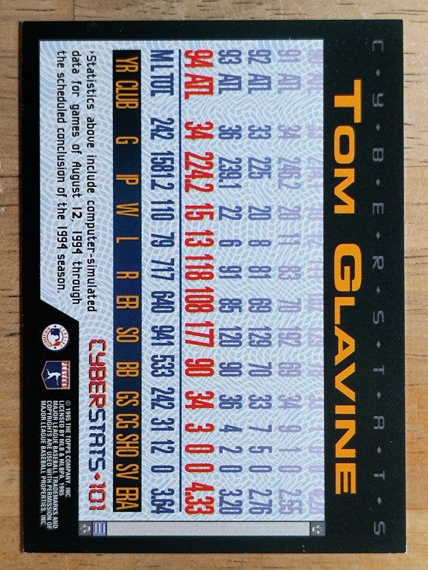 1995 Topps Cyberstats #101 Tom Glavine