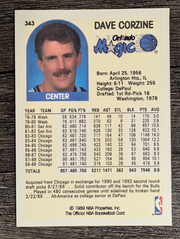 1989-90 Hoops #343 Dave Corzine