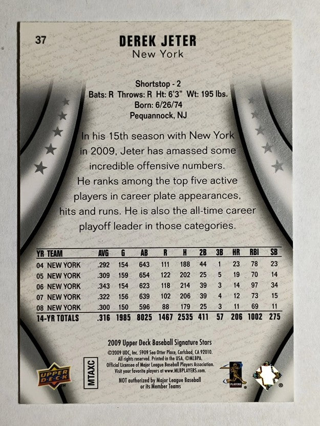 2009 Upper Deck Signature Stars #37 Derek Jeter