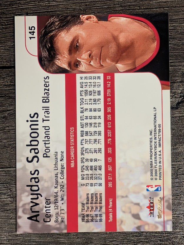 1999-00 SkyBox Impact #145 Arvydas Sabonis
