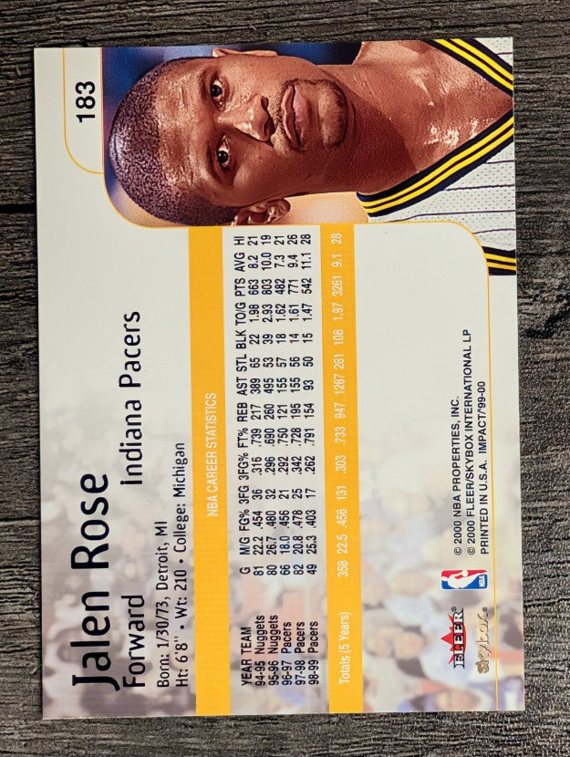 1999-00 SkyBox Impact #183 Jalen Rose