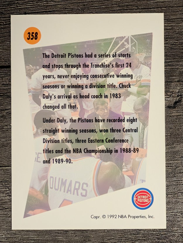 1991-92 SkyBox #358 Detroit Pistons TL
