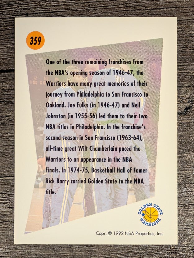 1991-92 SkyBox #359 Golden State Warriors TL
