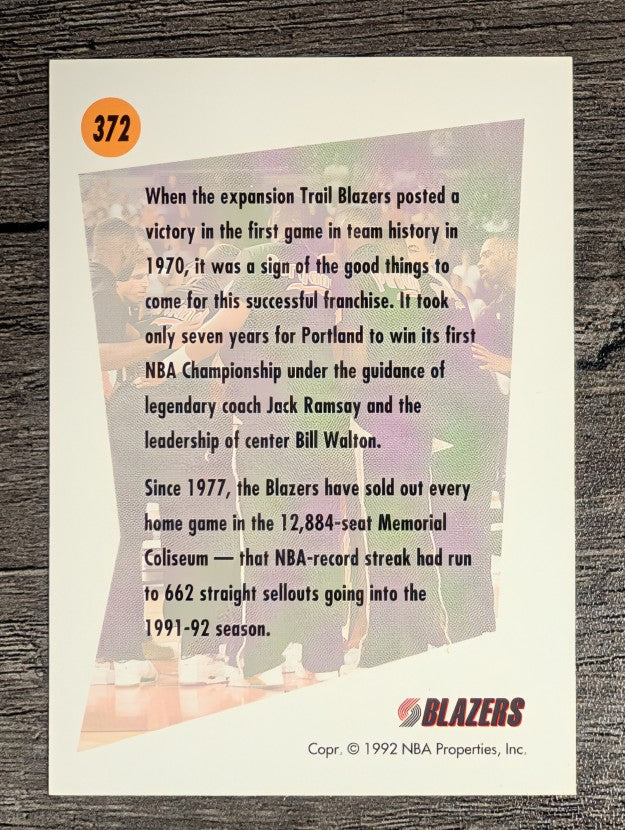 1991-92 SkyBox #372 Portland Trail Blazers TL