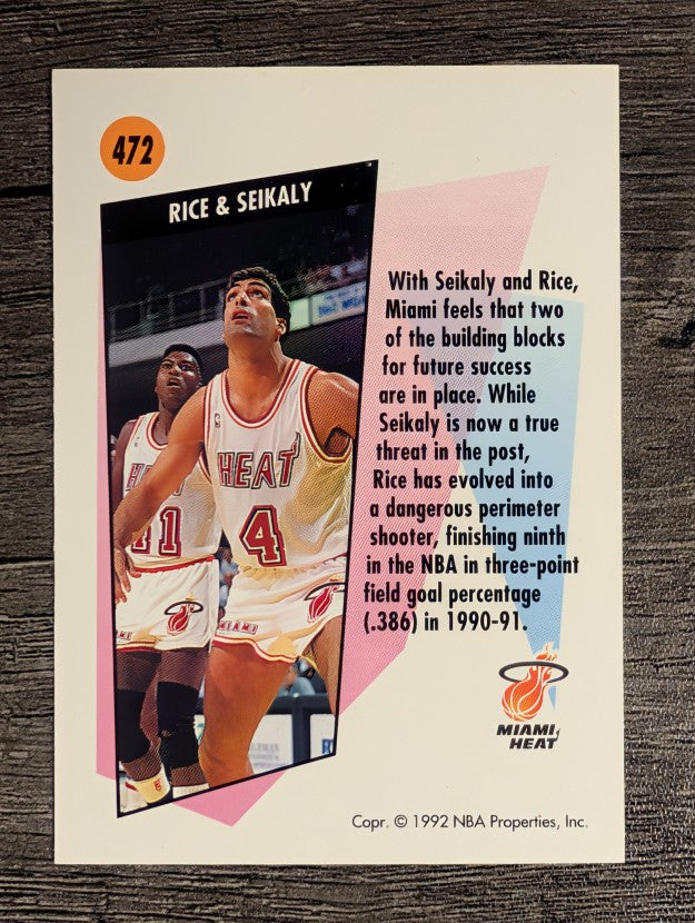 1991-92 SkyBox #472 Glen Rice/Rony Seikaly TW