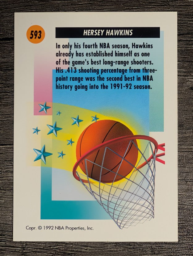1991-92 SkyBox #593 Hersey Hawkins SS