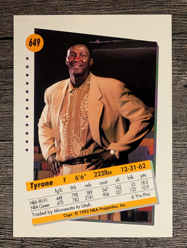 1991-92 SkyBox #649 Tyrone Corbin
