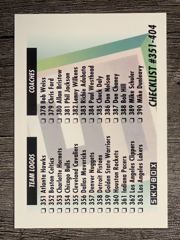 1991-92 SkyBox #654 Checklist S/351-404