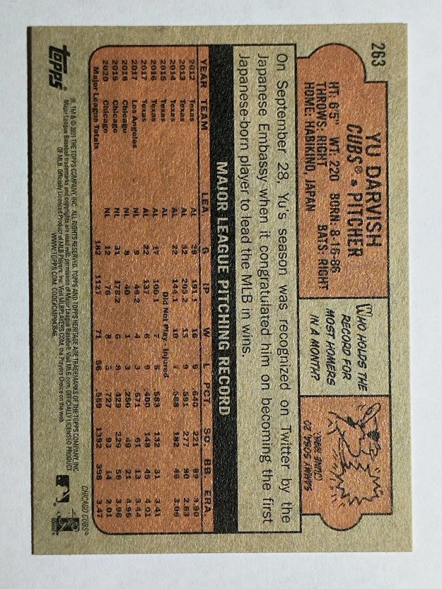 2021 Topps Heritage #263 Yu Darvish
