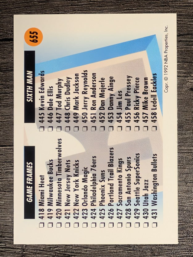 1991-92 SkyBox #655 Checklist K/405-458