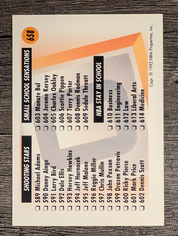 1991-92 SkyBox #658 Checklist O/564-614