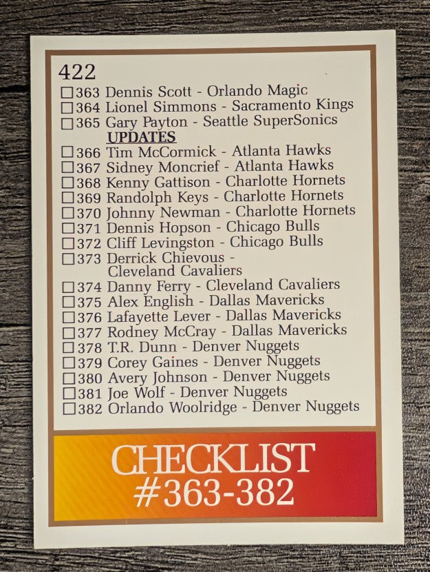 1990-91 SkyBox #422 Checklist 2