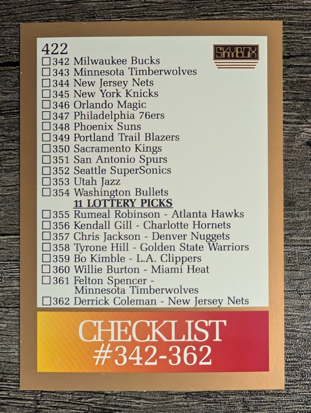 1990-91 SkyBox #422 Checklist 2