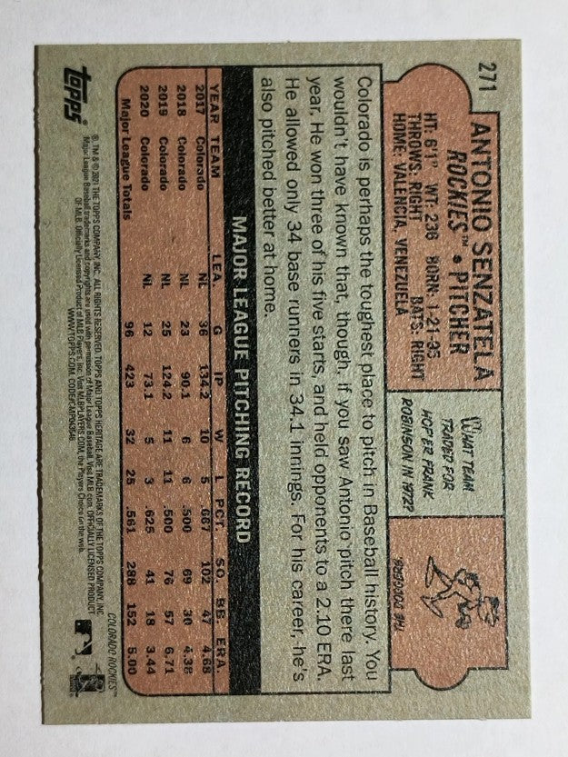 2021 Topps Heritage #271 Antonio Senzatela