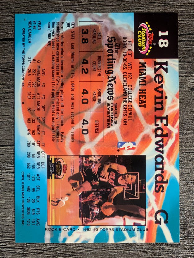 1992-93 Stadium Club #18 Kevin Edwards
