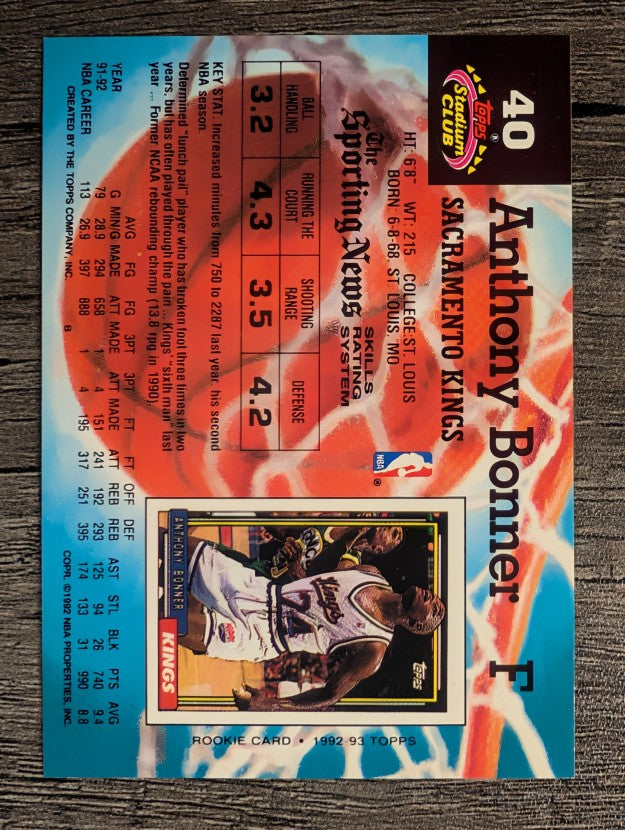 1992-93 Stadium Club #40 Anthony Bonner
