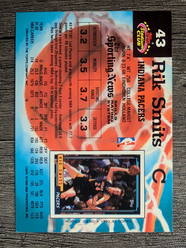 1992-93 Stadium Club #43 Rik Smits