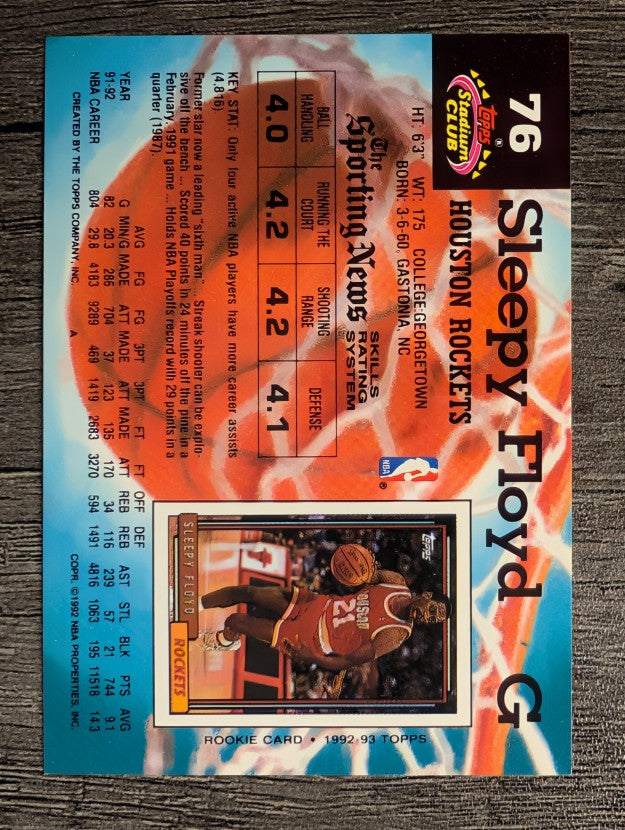 1992-93 Stadium Club #76 Sleepy Floyd
