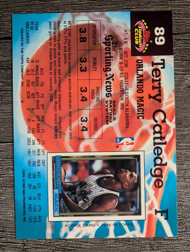 1992-93 Stadium Club #89 Terry Catledge
