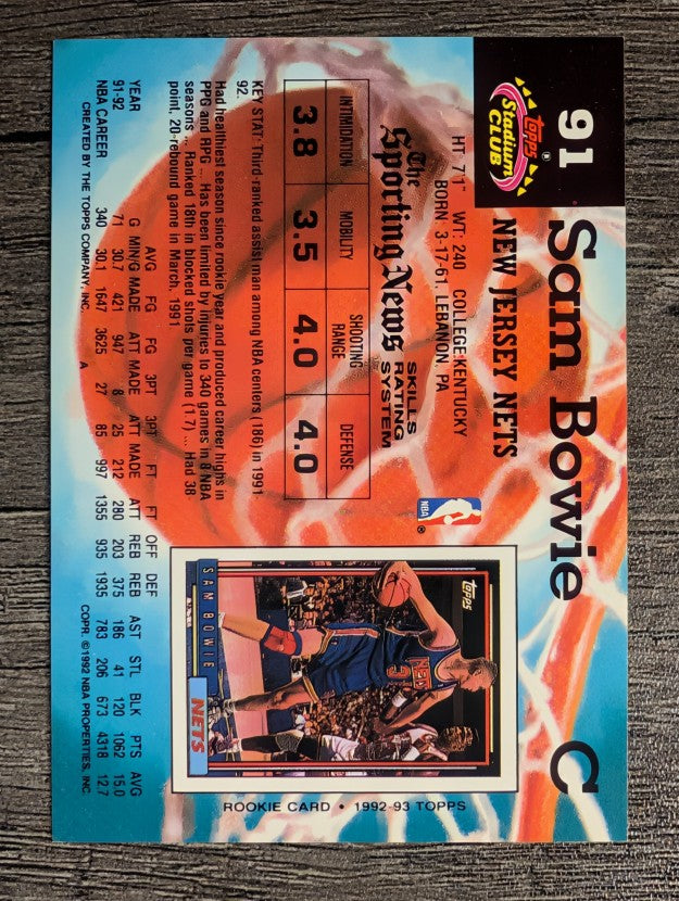 1992-93 Stadium Club #91 Sam Bowie