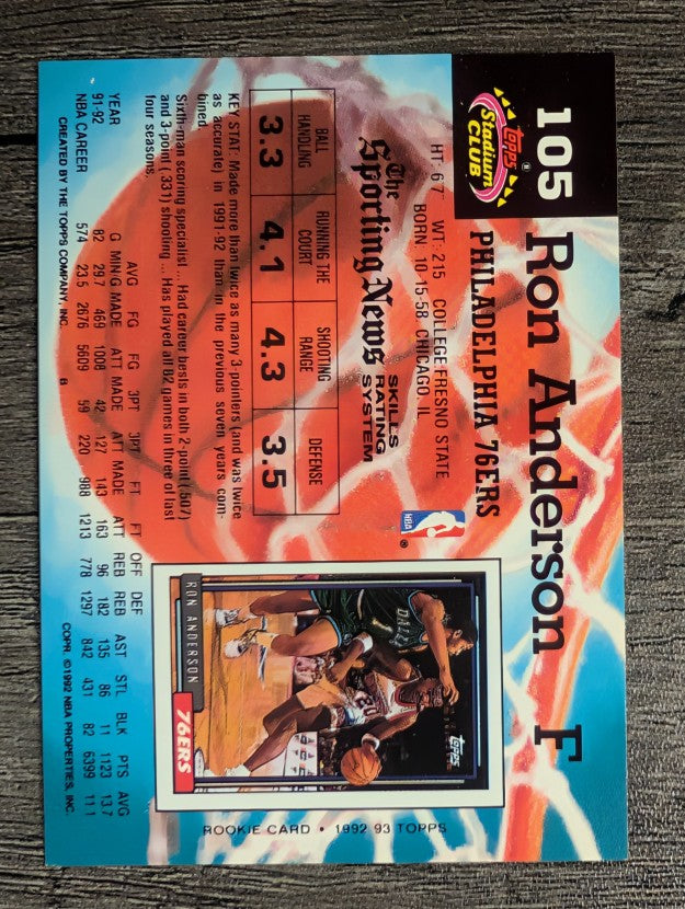 1992-93 Stadium Club #105 Ron Anderson