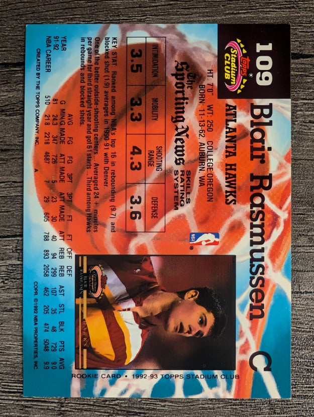 1992-93 Stadium Club #109 Blair Rasmussen