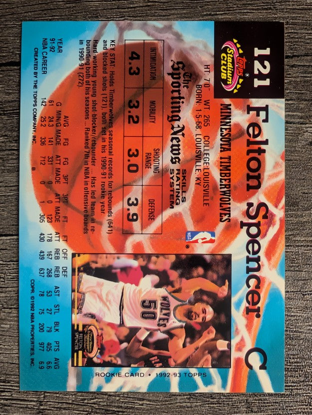 1992-93 Stadium Club #121 Felton Spencer