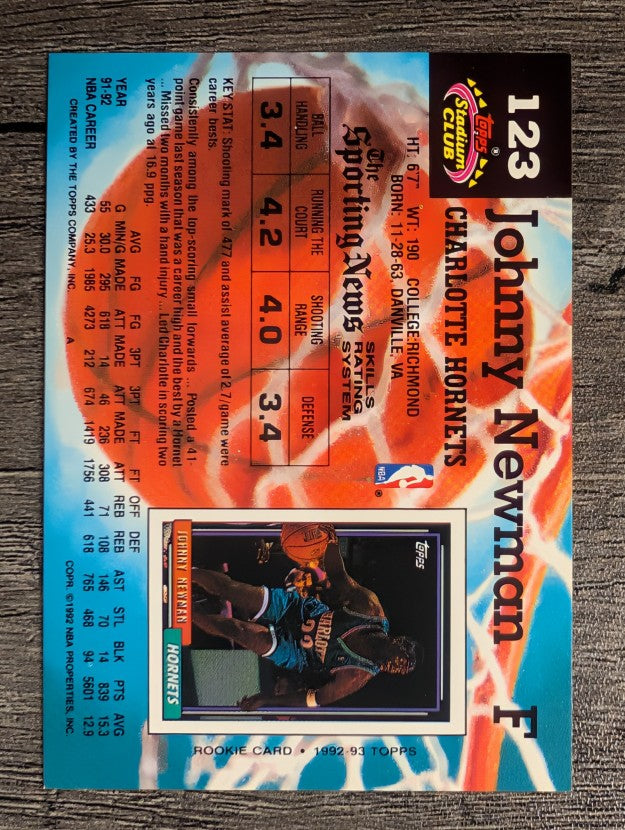 1992-93 Stadium Club #123 Johnny Newman