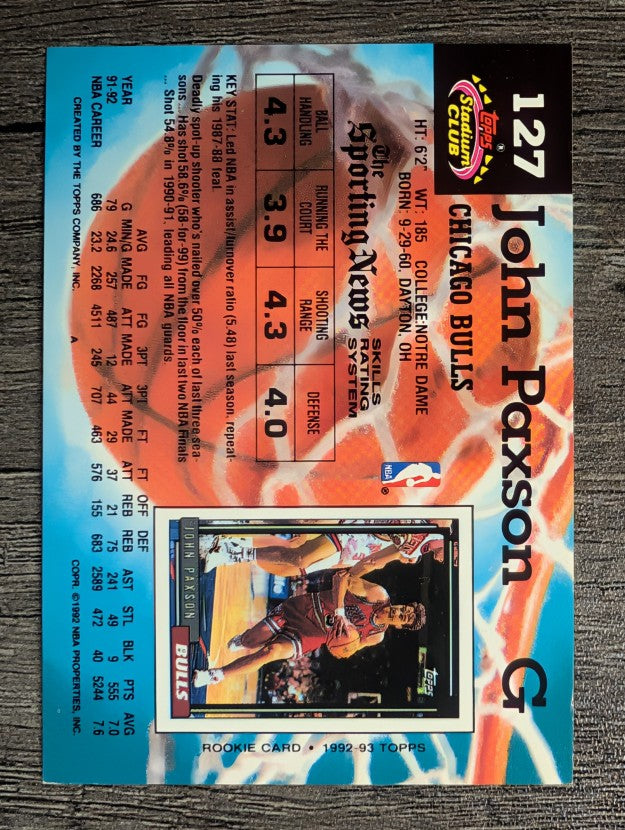 1992-93 Stadium Club #127 John Paxson