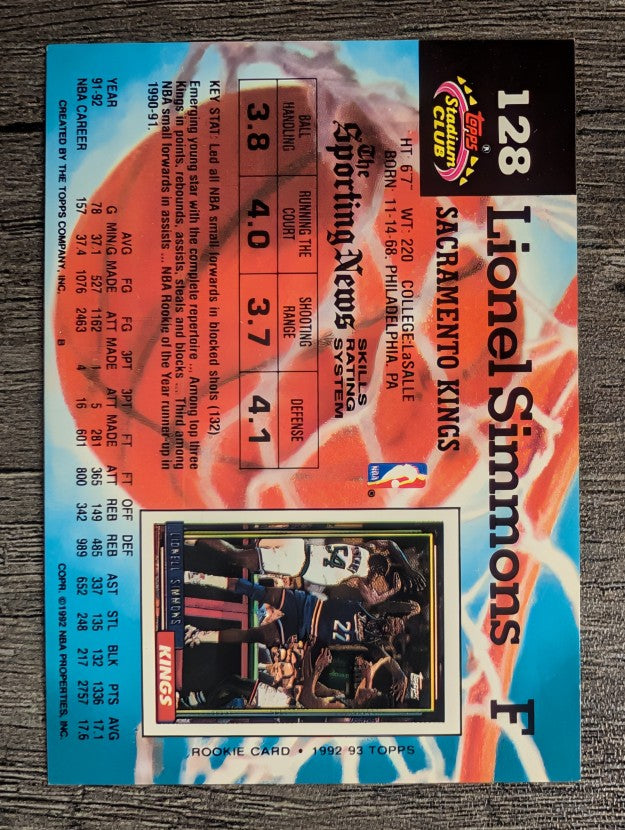 1992-93 Stadium Club #128 Lionel Simmons