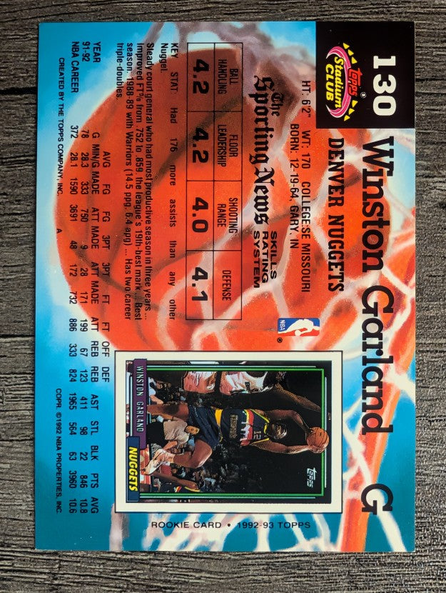 1992-93 Stadium Club #130 Winston Garland