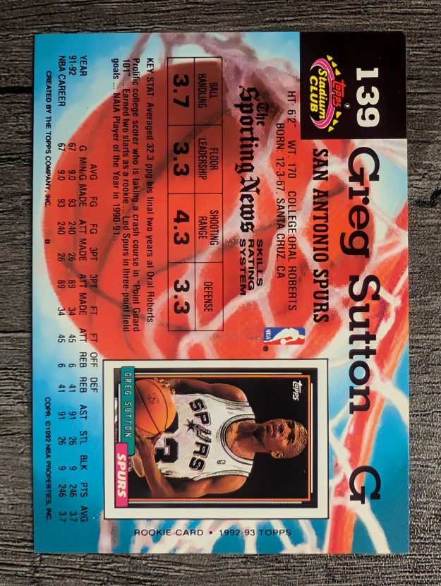 1992-93 Stadium Club #139 Greg Sutton