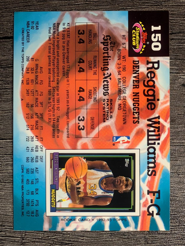 1992-93 Stadium Club #150 Reggie Williams