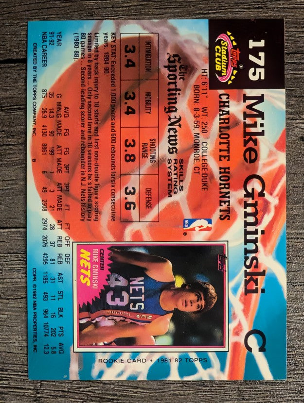 1992-93 Stadium Club #175 Mike Gminski