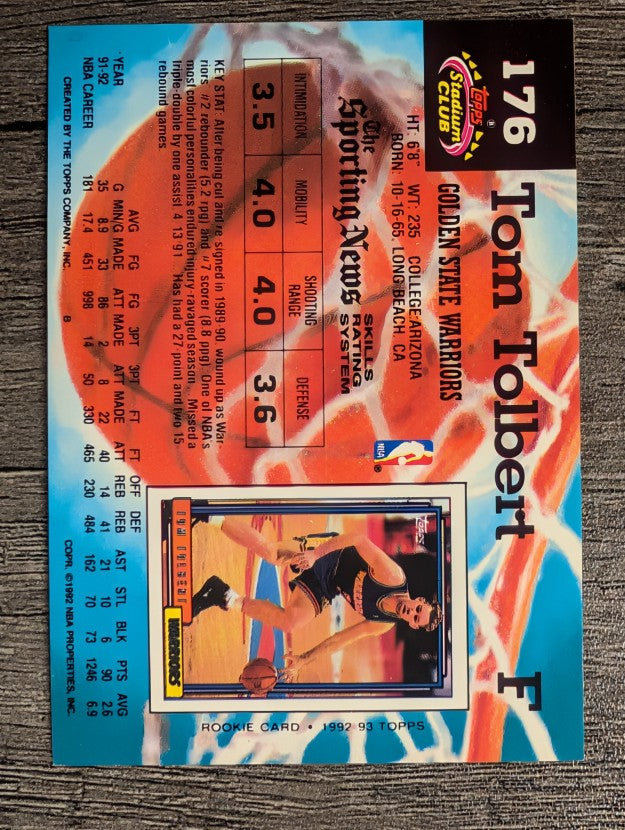 1992-93 Stadium Club #176 Tom Tolbert