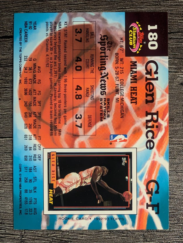1992-93 Stadium Club #180 Glen Rice