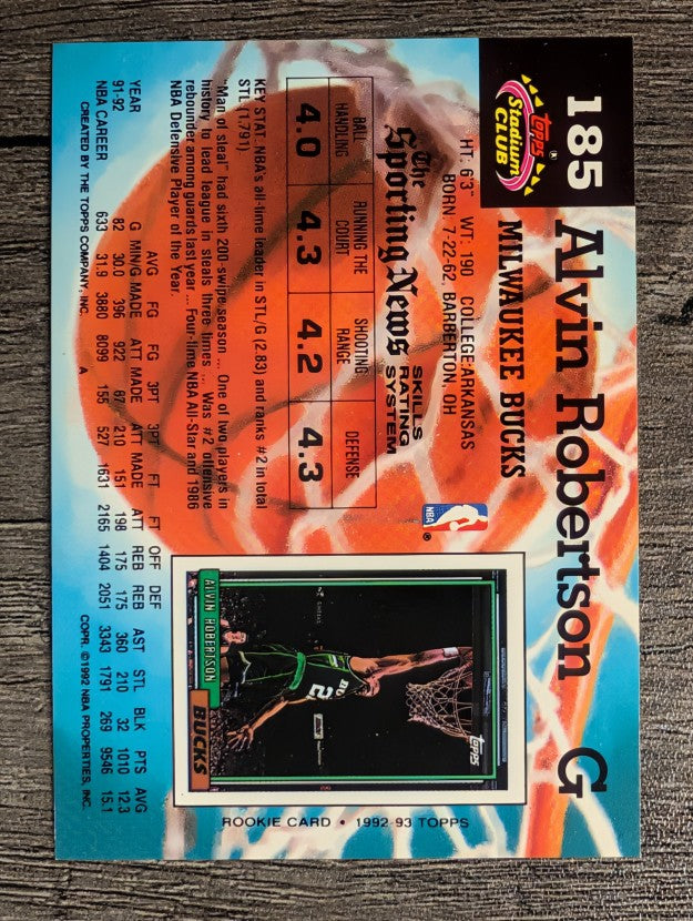 1992-93 Stadium Club #185 Alvin Robertson