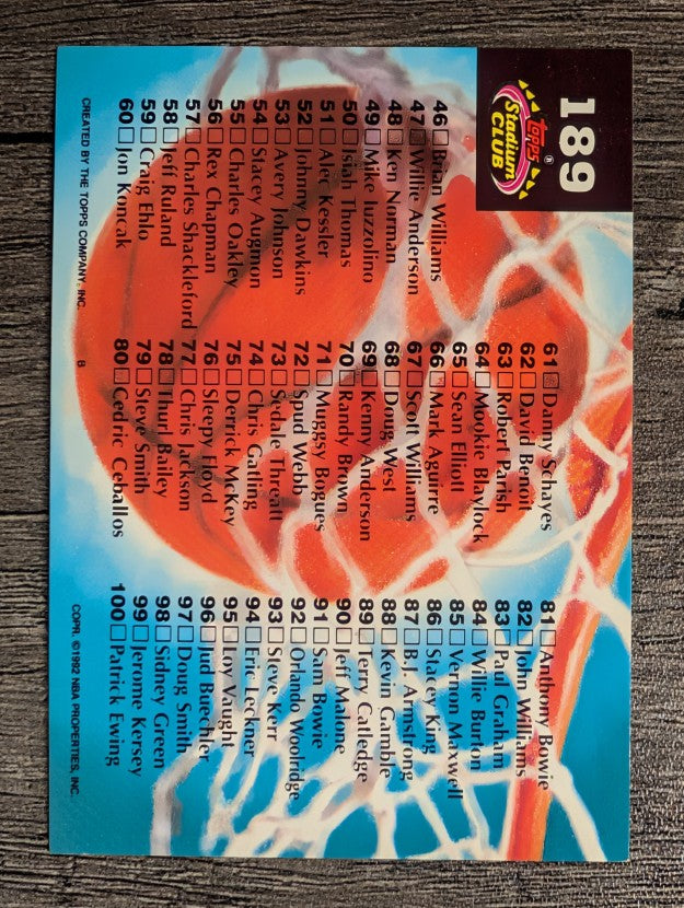 1992-93 Stadium Club #189 Checklist 1-100